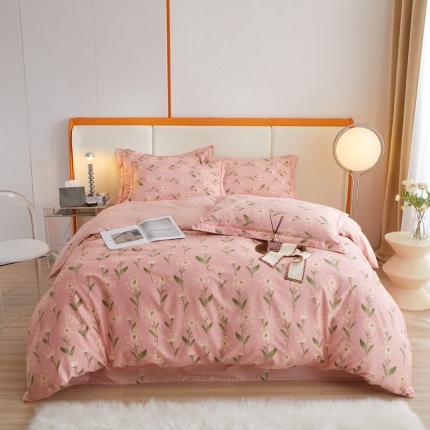 91家纺网 家纺一手货源 找家纺 金纱玉纺家纺 2024新款全棉大版印花13372四件套 萌芽--粉