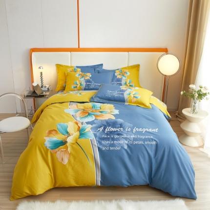 91家纺网 家纺一手货源 找家纺 金纱玉纺家纺 2023新款全棉大版印花13372四件套 沐雅清风--兰