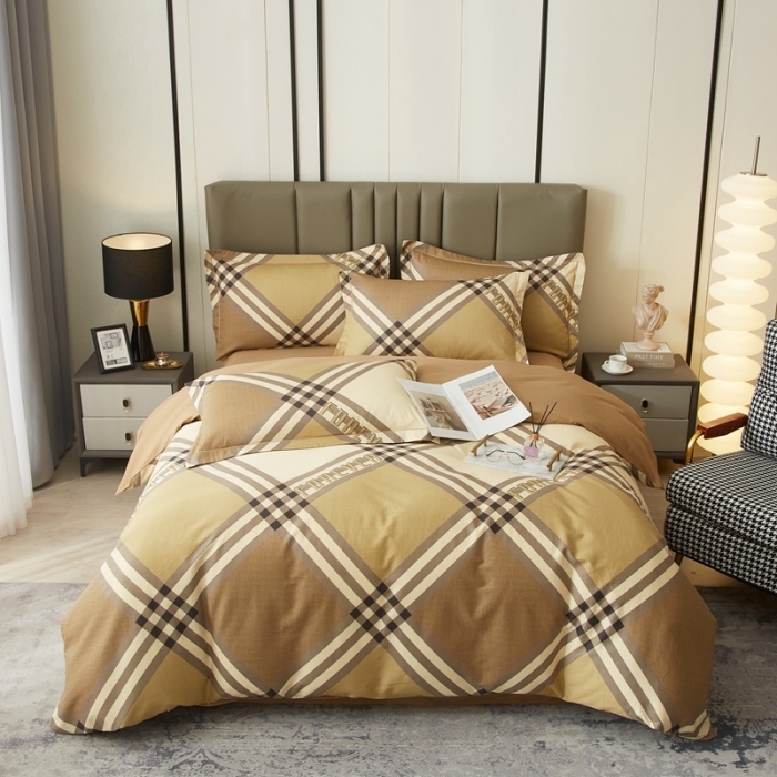 91家纺网 家纺一手货源 找家纺 金纱玉纺家纺 2024新款全棉大版印花13372四件套 _杰菲--咖