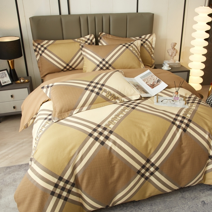 91家纺网 家纺一手货源 找家纺 金纱玉纺家纺 2024新款全棉大版印花13372四件套 _杰菲--咖