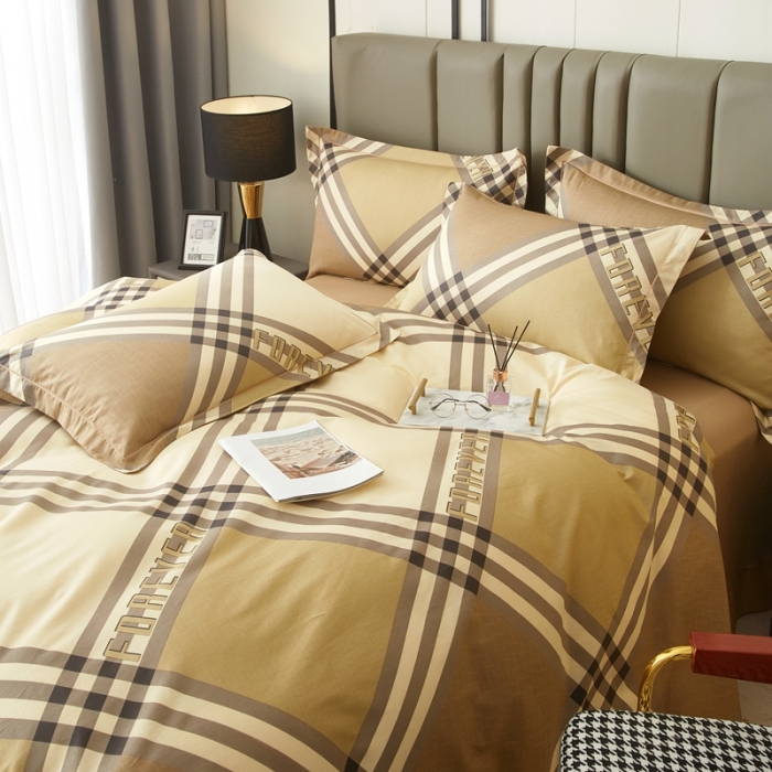 91家纺网 家纺一手货源 找家纺 金纱玉纺家纺 2024新款全棉大版印花13372四件套 _杰菲--咖