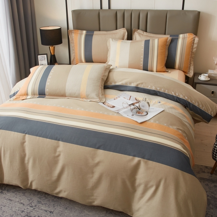 91家纺网 家纺一手货源 找家纺 金纱玉纺家纺 2023新款全棉大版印花13372四件套 凯旋门--咖