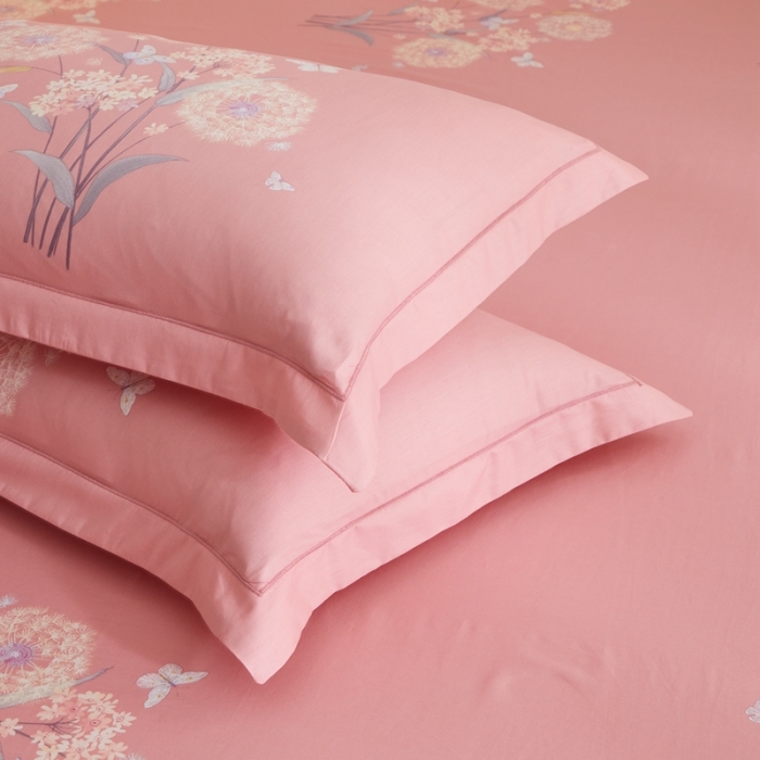 91家纺网 家纺一手货源 找家纺 金纱玉纺家纺 2024新款全棉大版印花13372四件套 兰亭若梦--粉