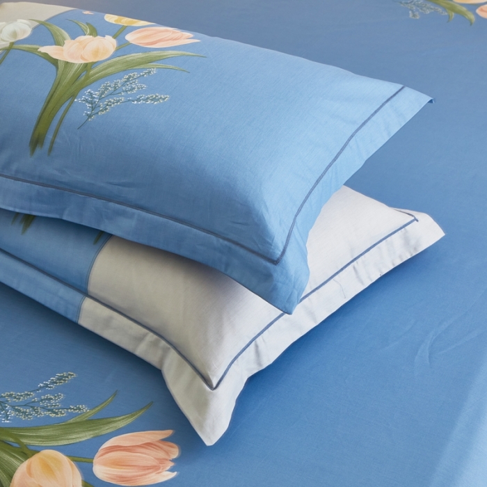 91家纺网 家纺一手货源 找家纺 金纱玉纺家纺 2024新款全棉大版印花13372四件套 浪漫柔情--蓝