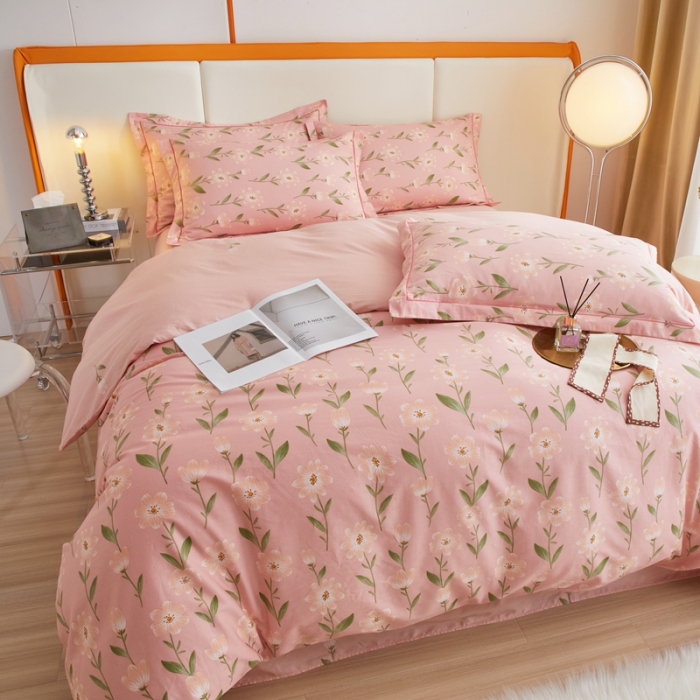 91家纺网 家纺一手货源 找家纺 金纱玉纺家纺 2024新款全棉大版印花13372四件套 萌芽--粉