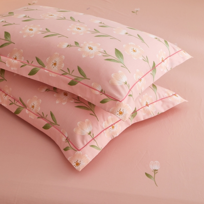 91家纺网 家纺一手货源 找家纺 金纱玉纺家纺 2024新款全棉大版印花13372四件套 萌芽--粉