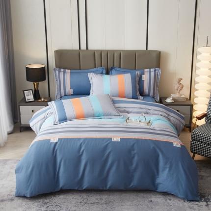 金纱玉纺家纺 2023新款全棉大版印花13372四件套 莫比尔--兰