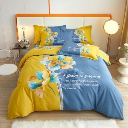 金纱玉纺家纺 2023新款全棉大版印花13372四件套 沐雅清风--兰