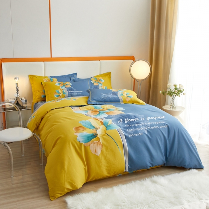 91家纺网 家纺一手货源 找家纺 金纱玉纺家纺 2023新款全棉大版印花13372四件套 沐雅清风--兰