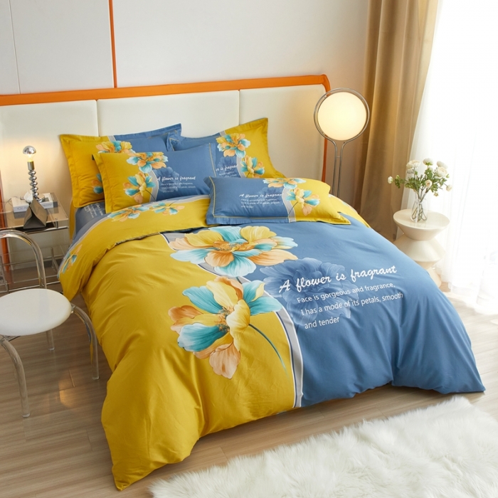 91家纺网 家纺一手货源 找家纺 金纱玉纺家纺 2023新款全棉大版印花13372四件套 沐雅清风--兰