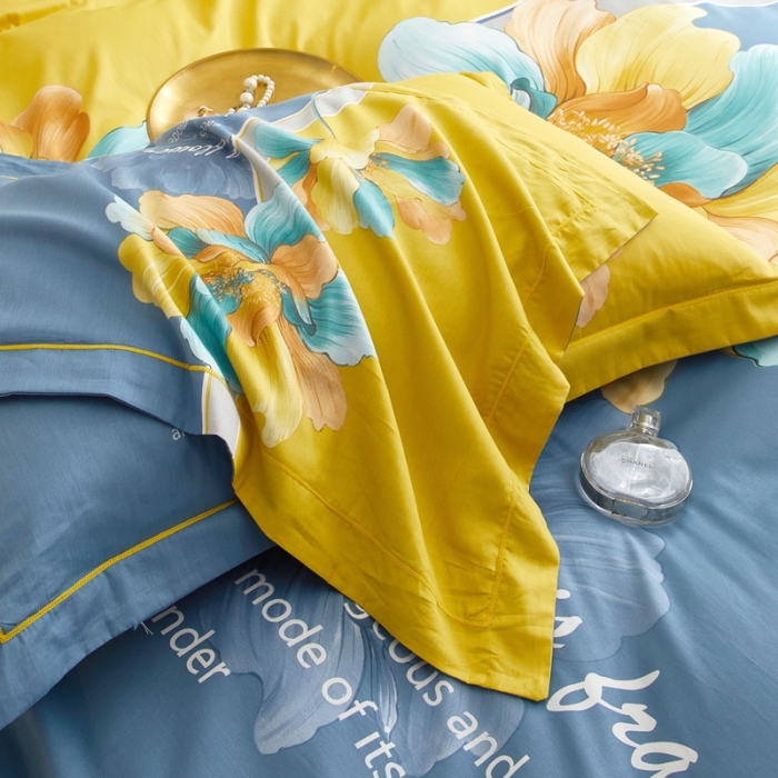 91家纺网 家纺一手货源 找家纺 金纱玉纺家纺 2023新款全棉大版印花13372四件套 沐雅清风--兰