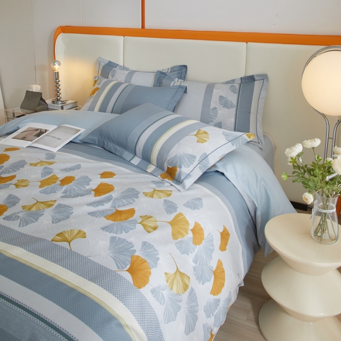 91家纺网 家纺一手货源 找家纺 金纱玉纺家纺 2024新款全棉大版印花13372四件套 晚枫歌--兰