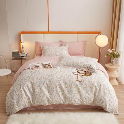 金纱玉纺家纺 2023新款全棉大版印花13372四件套 雪莉--粉
