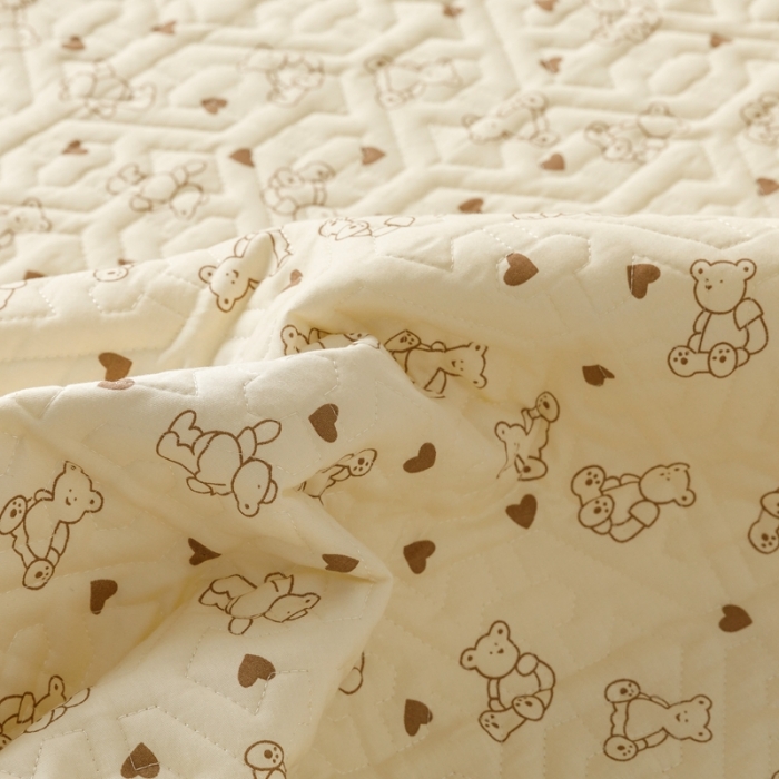 91家纺网 家纺一手货源 找家纺 忘忧草 2023新款全棉夹棉床笠纯棉印花小清新花卉系列 贝贝熊