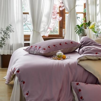 时亿家居 2023新款佳人有约系列60S天丝绣花四件套 佳人有约浅紫