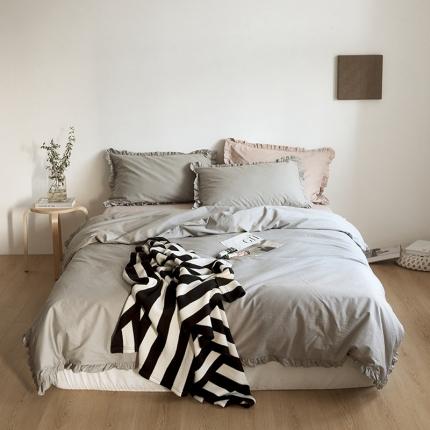 91家纺网 家纺一手货源 找家纺 （总）新款13372全棉日系褶皱边四件套