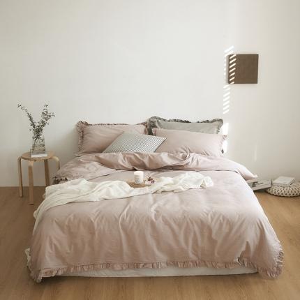 91家纺网 家纺一手货源 找家纺 （总）新款13372全棉日系褶皱边四件套