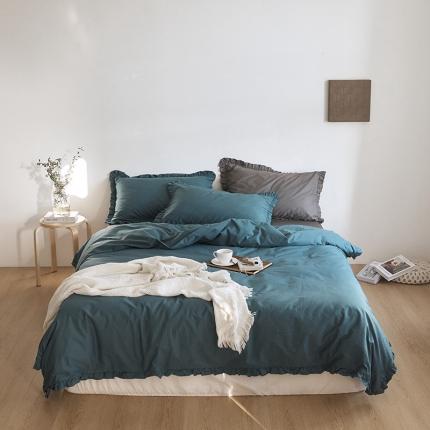 91家纺网 家纺一手货源 找家纺 （总）新款13372全棉日系褶皱边四件套