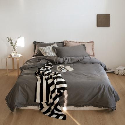 91家纺网 家纺一手货源 找家纺 （总）新款13372全棉日系褶皱边四件套