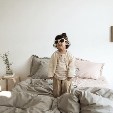 新款13372全棉日系褶皱边四件套 古典灰