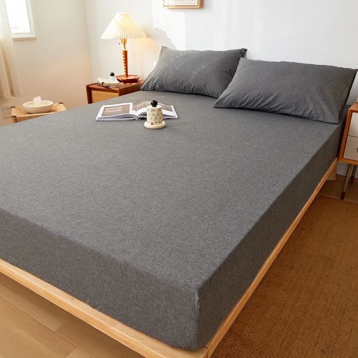 91家纺网 家纺一手货源 找家纺 思诺羽 2024新款全棉水洗棉床笠 高级灰