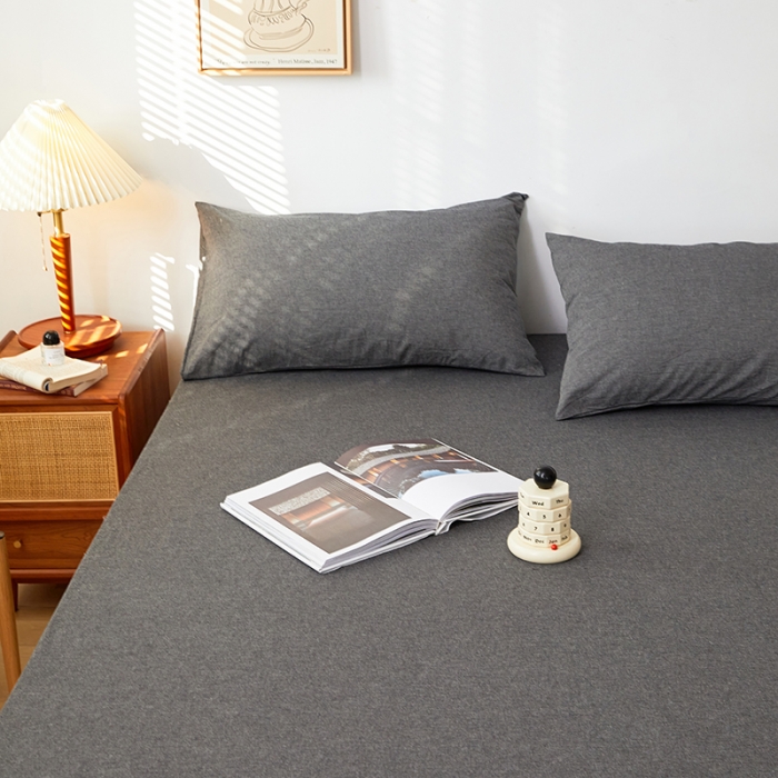 91家纺网 家纺一手货源 找家纺 思诺羽 2024新款全棉水洗棉床笠 高级灰