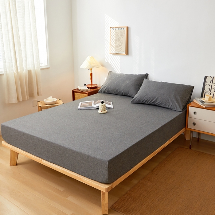 91家纺网 家纺一手货源 找家纺 思诺羽 2024新款全棉水洗棉床笠 高级灰