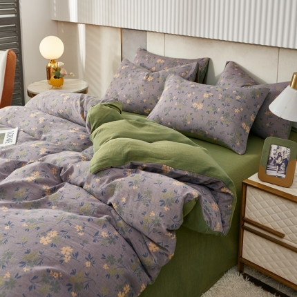 91家纺网 家纺一手货源 找家纺 （总）艾咪 新款全棉双层纱色织提花四件套三件套及单品