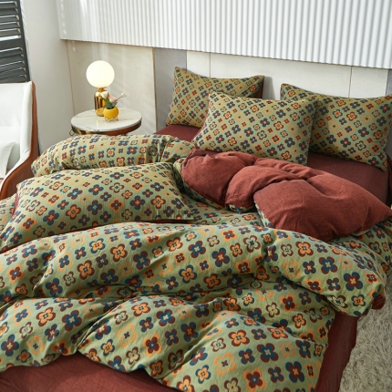 91家纺网 家纺一手货源 找家纺 （总）艾咪 新款全棉双层纱色织提花四件套三件套及单品