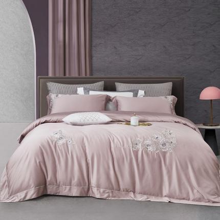 91家纺网 家纺一手货源 找家纺 （总）爱情故事 2025新款居家140支轻奢贡缎长绒棉刺绣四件套