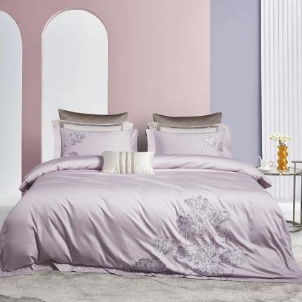 91家纺网 家纺一手货源 找家纺 （总）爱情故事 2025新款居家140支轻奢贡缎长绒棉刺绣四件套