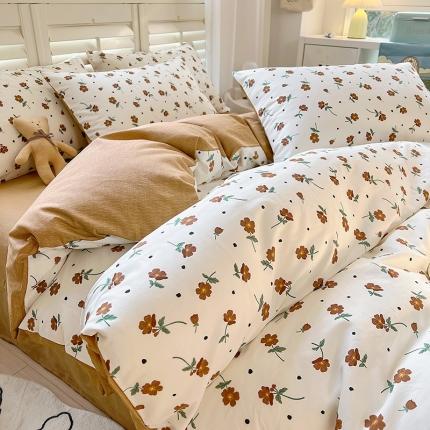 91家纺网 家纺一手货源 找家纺 （总）百寐2024新款卡通碎花文艺复古小清新全棉13372床笠床单被套三四件套