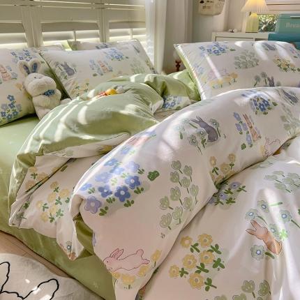 91家纺网 家纺一手货源 找家纺 （总）百寐2024新款卡通碎花文艺复古小清新全棉13372床笠床单被套三四件套