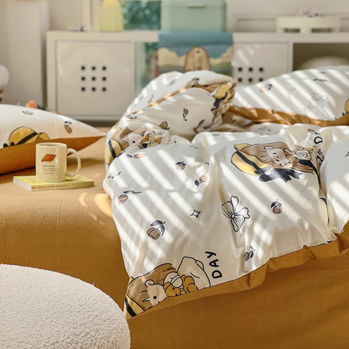 91家纺网 家纺一手货源 找家纺 百寐 2024小清新碎花卡通13372全棉四件套纯棉床单床笠款 安妮