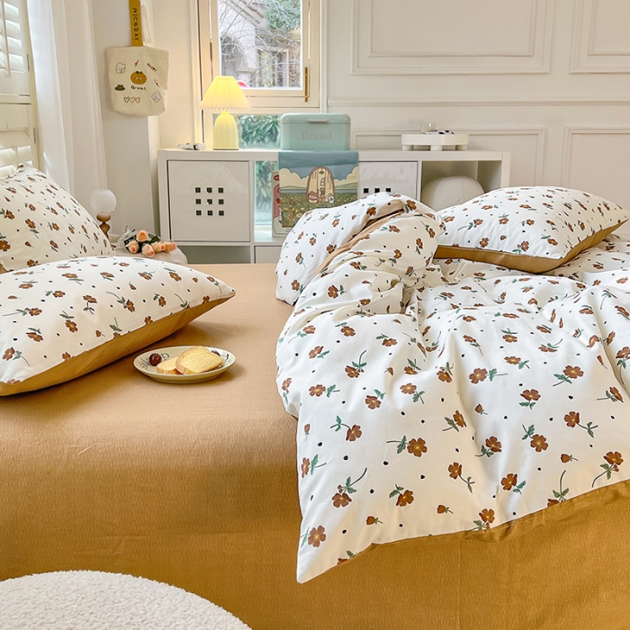 91家纺网 家纺一手货源 找家纺 百寐 2024小清新碎花卡通13372全棉四件套纯棉床单床笠款 初夏