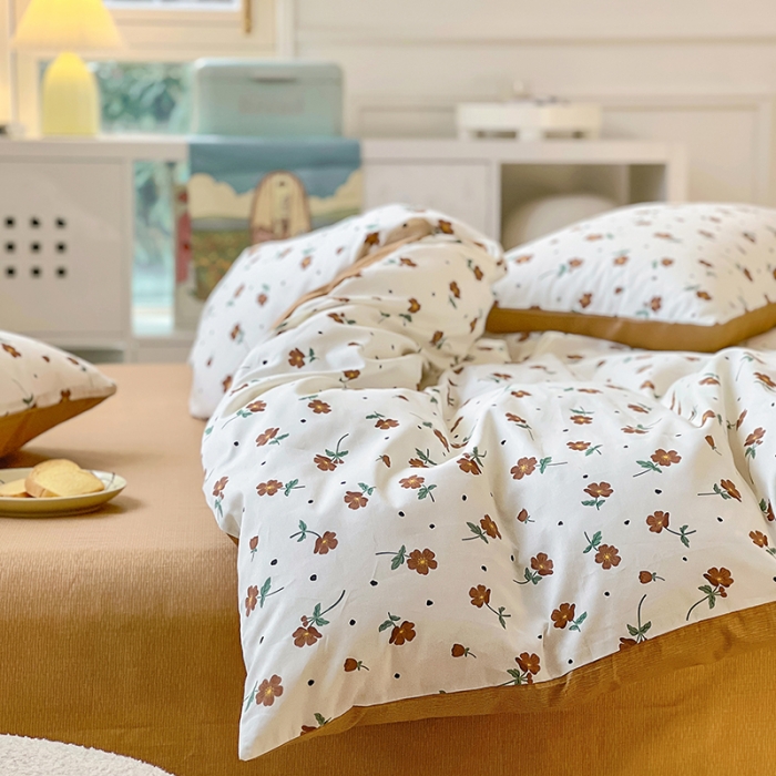 91家纺网 家纺一手货源 找家纺 百寐 2024小清新碎花卡通13372全棉四件套纯棉床单床笠款 初夏