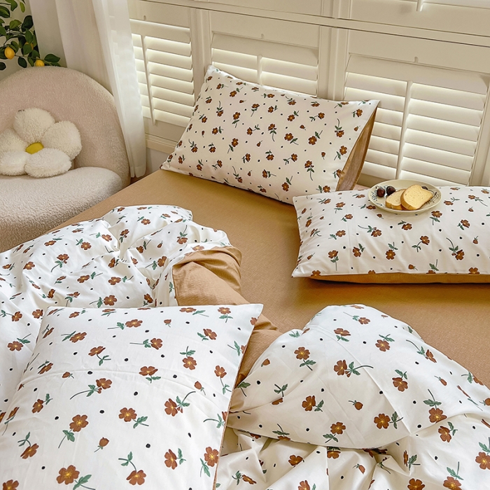 91家纺网 家纺一手货源 找家纺 百寐 2024小清新碎花卡通13372全棉四件套纯棉床单床笠款 初夏