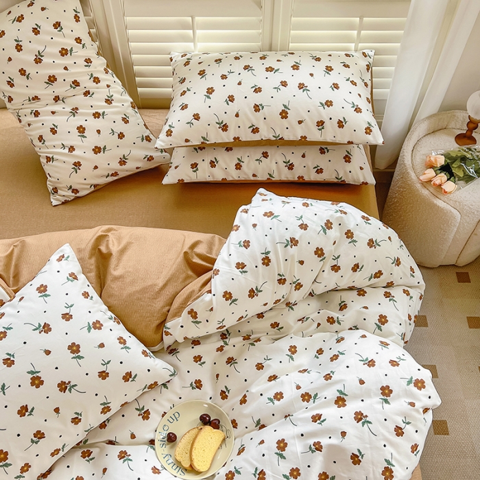 91家纺网 家纺一手货源 找家纺 百寐 2024小清新碎花卡通13372全棉四件套纯棉床单床笠款 初夏