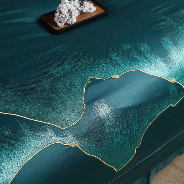 91家纺网 家纺一手货源 找家纺 爱情故事 2025新款居家140支轻奢贡缎长绒棉刺绣四件套 青城