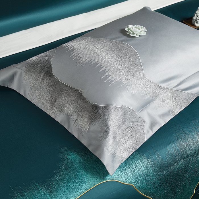 91家纺网 家纺一手货源 找家纺 爱情故事 2025新款居家140支轻奢贡缎长绒棉刺绣四件套 青城