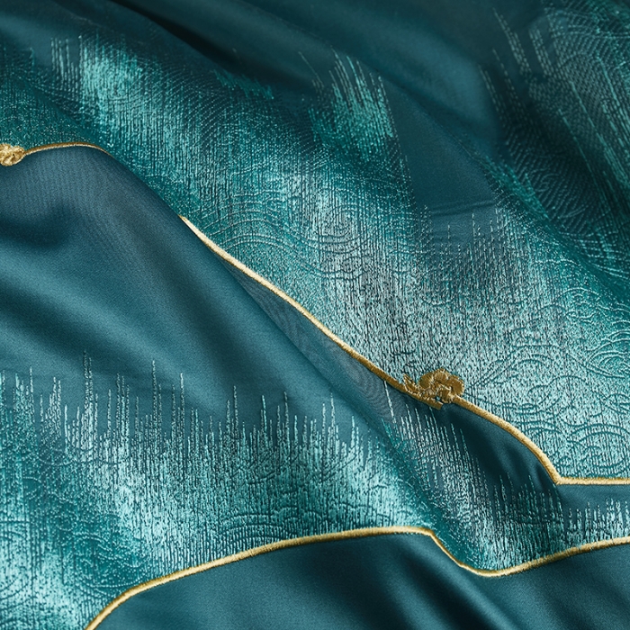 91家纺网 家纺一手货源 找家纺 爱情故事 2025新款居家140支轻奢贡缎长绒棉刺绣四件套 青城