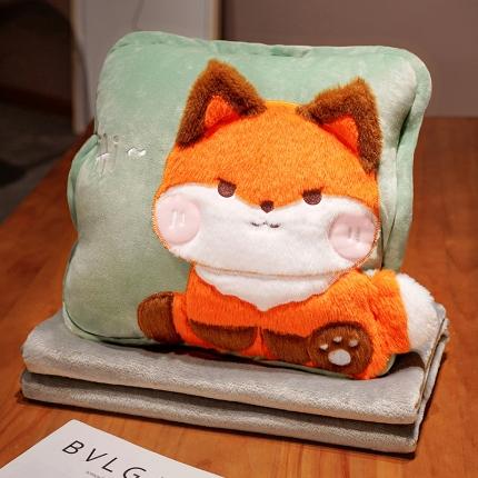 91家纺网 家纺一手货源 找家纺 （总）仟亿莱 2023新款超柔水晶绒+兔毛绒萌宠三用抱枕毯