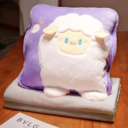 91家纺网 家纺一手货源 找家纺 （总）仟亿莱 2023新款超柔水晶绒+兔毛绒萌宠三用抱枕毯