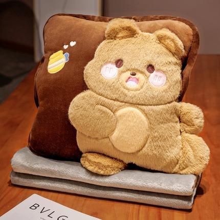 91家纺网 家纺一手货源 找家纺 （总）仟亿莱 2023新款超柔水晶绒+兔毛绒萌宠三用抱枕毯