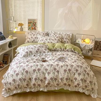 91家纺网 家纺一手货源 找家纺 澳梵  2023新款法式清新四件套-晚风告白 海芋恋人