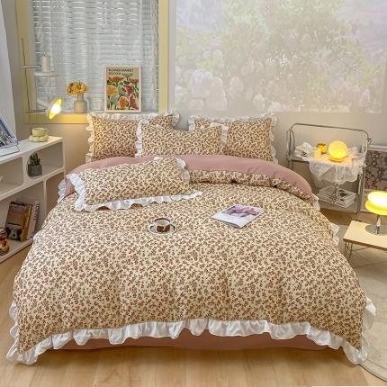 91家纺网 家纺一手货源 找家纺 澳梵  2023新款法式清新四件套-晚风告白 小玫瑰