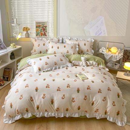 澳梵  2023新款法式清新四件套-晚风告白 宝贝熊-绿