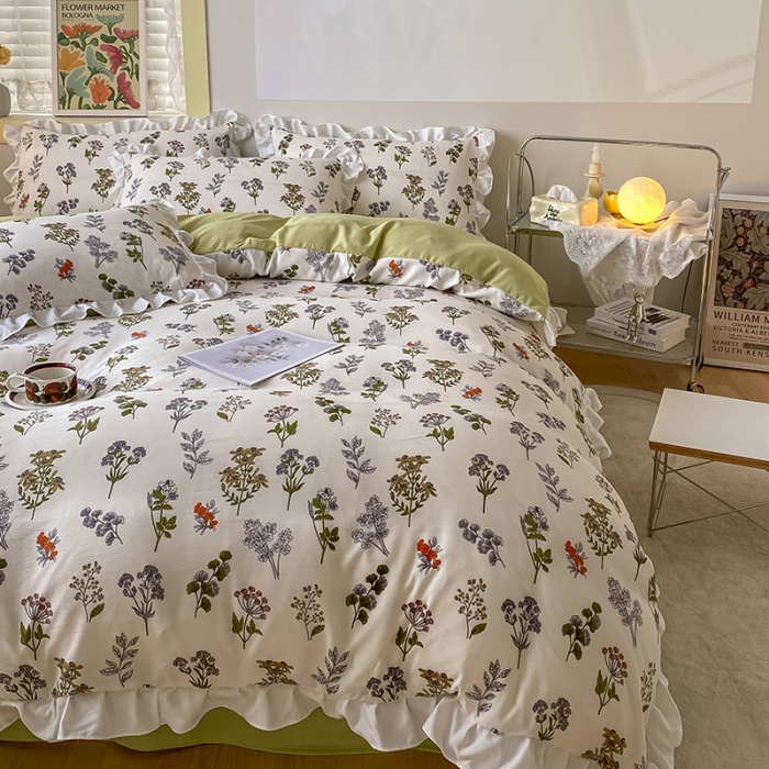 91家纺网 家纺一手货源 找家纺 澳梵  2023新款法式清新四件套-晚风告白 春日物语