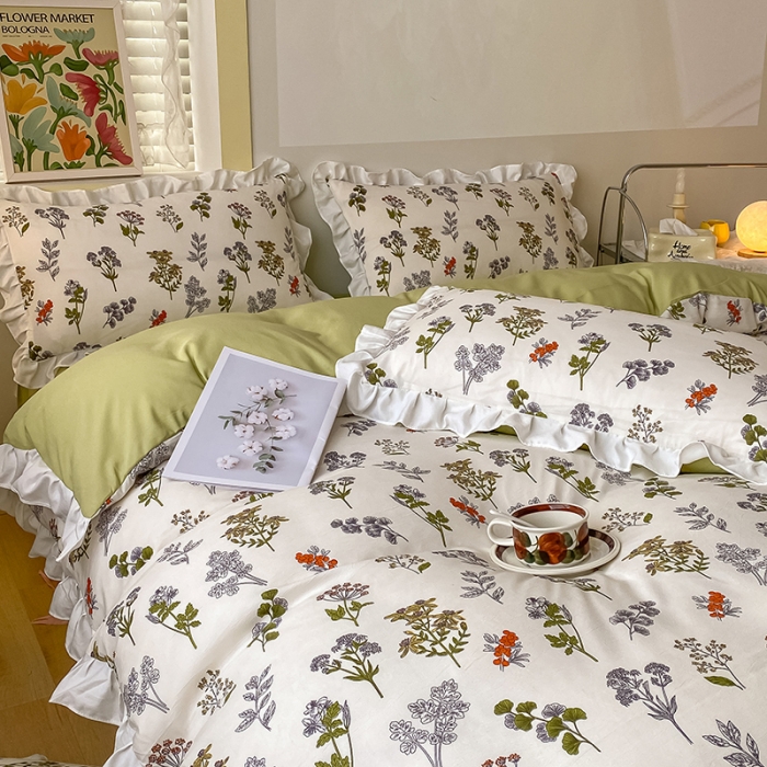 91家纺网 家纺一手货源 找家纺 澳梵  2023新款法式清新四件套-晚风告白 春日物语