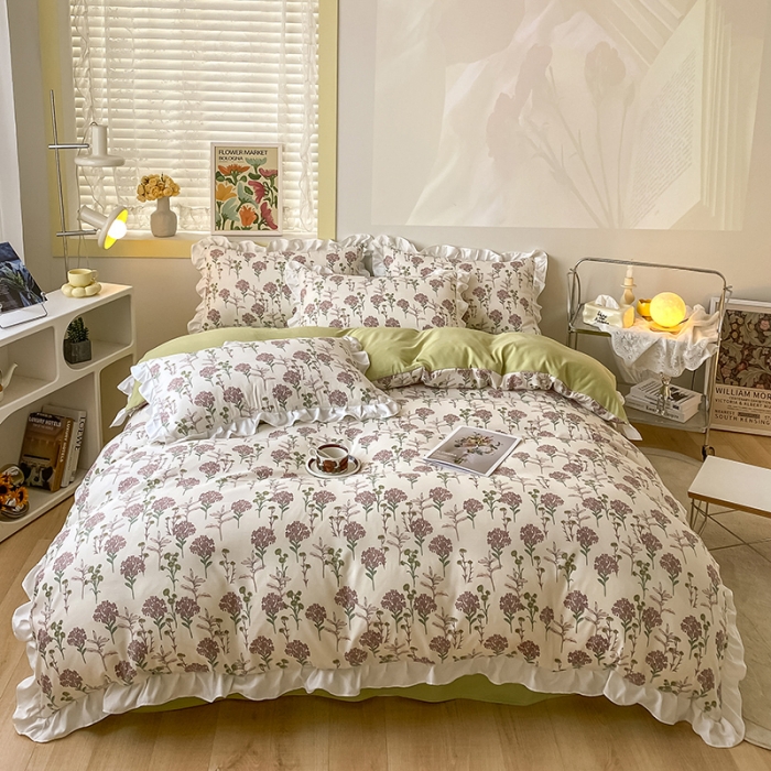 91家纺网 家纺一手货源 找家纺 澳梵  2023新款法式清新四件套-晚风告白 海芋恋人